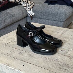 Soda Black Patent Mary Jane Heels